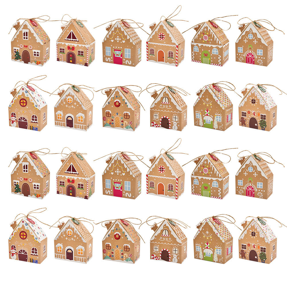 24Pcs Christmas Gingerbread Treat Boxes Mini Kraft Paper Christmas Candy Box Cute Gift Bag Party Gift Christmas Tree Decoration