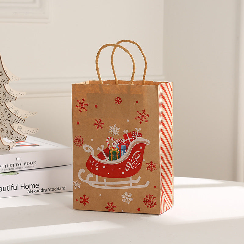 Christmas Party Gift Bags Santa Claus Themed Goodie Bags with Handles for Holiday Candy Packaging Christmas Eve Pouch Supplies