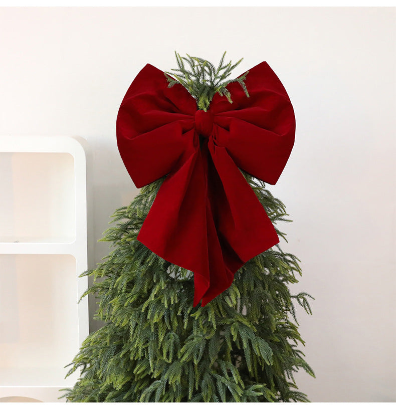 1PC Christmas Bow Red Velvet Christmas Tree Toppers Ornament Large Wreath Bows Door Wall Decor New Year Xmas Party Decoration