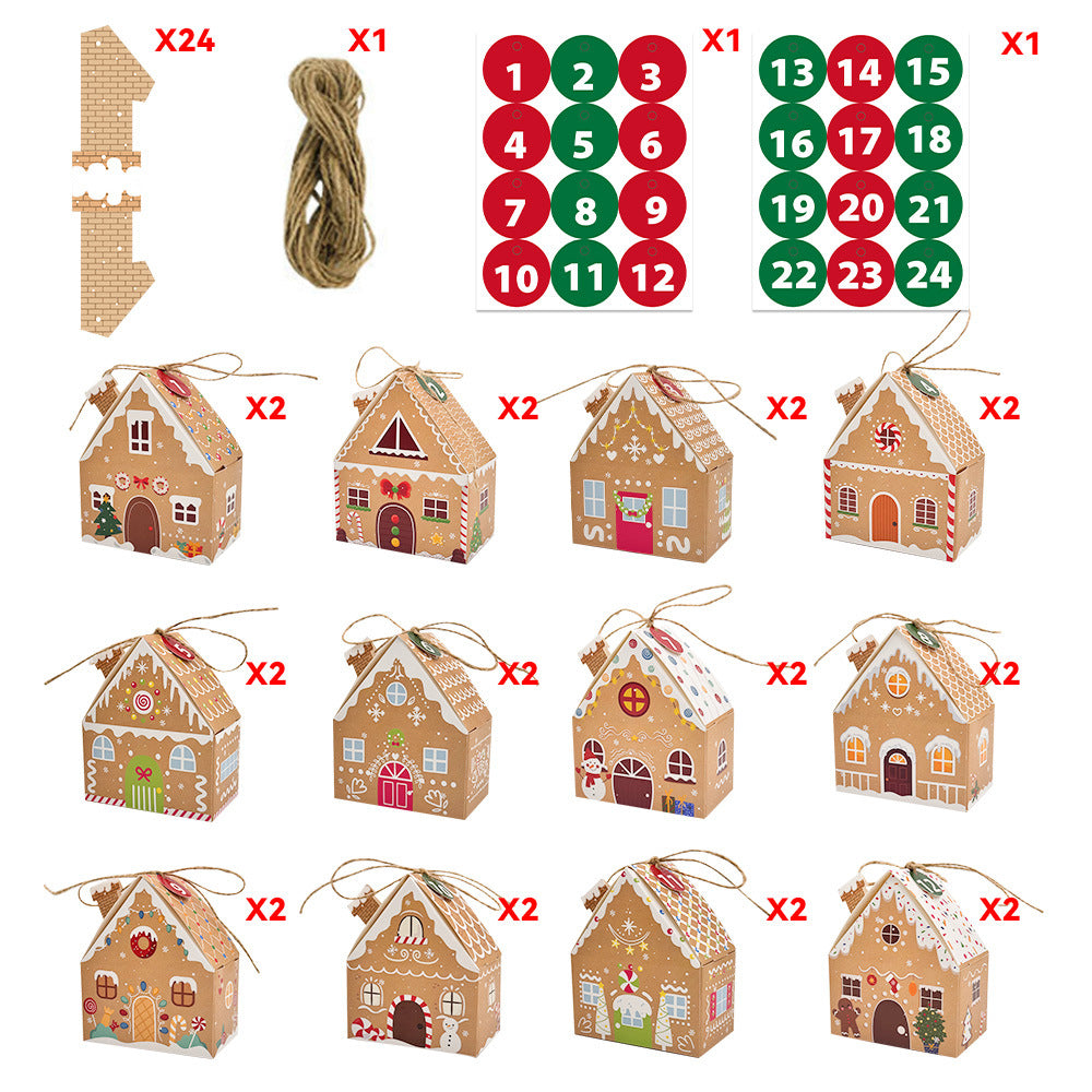 24Pcs Christmas Gingerbread Treat Boxes Mini Kraft Paper Christmas Candy Box Cute Gift Bag Party Gift Christmas Tree Decoration