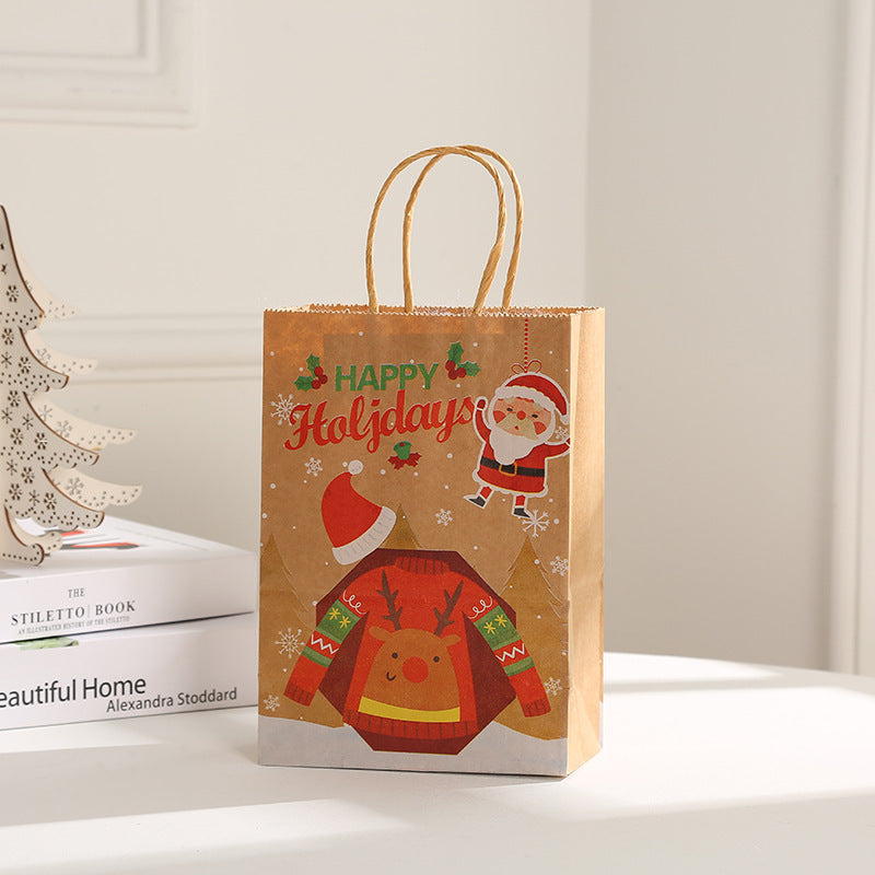 Christmas Party Gift Bags Santa Claus Themed Goodie Bags with Handles for Holiday Candy Packaging Christmas Eve Pouch Supplies
