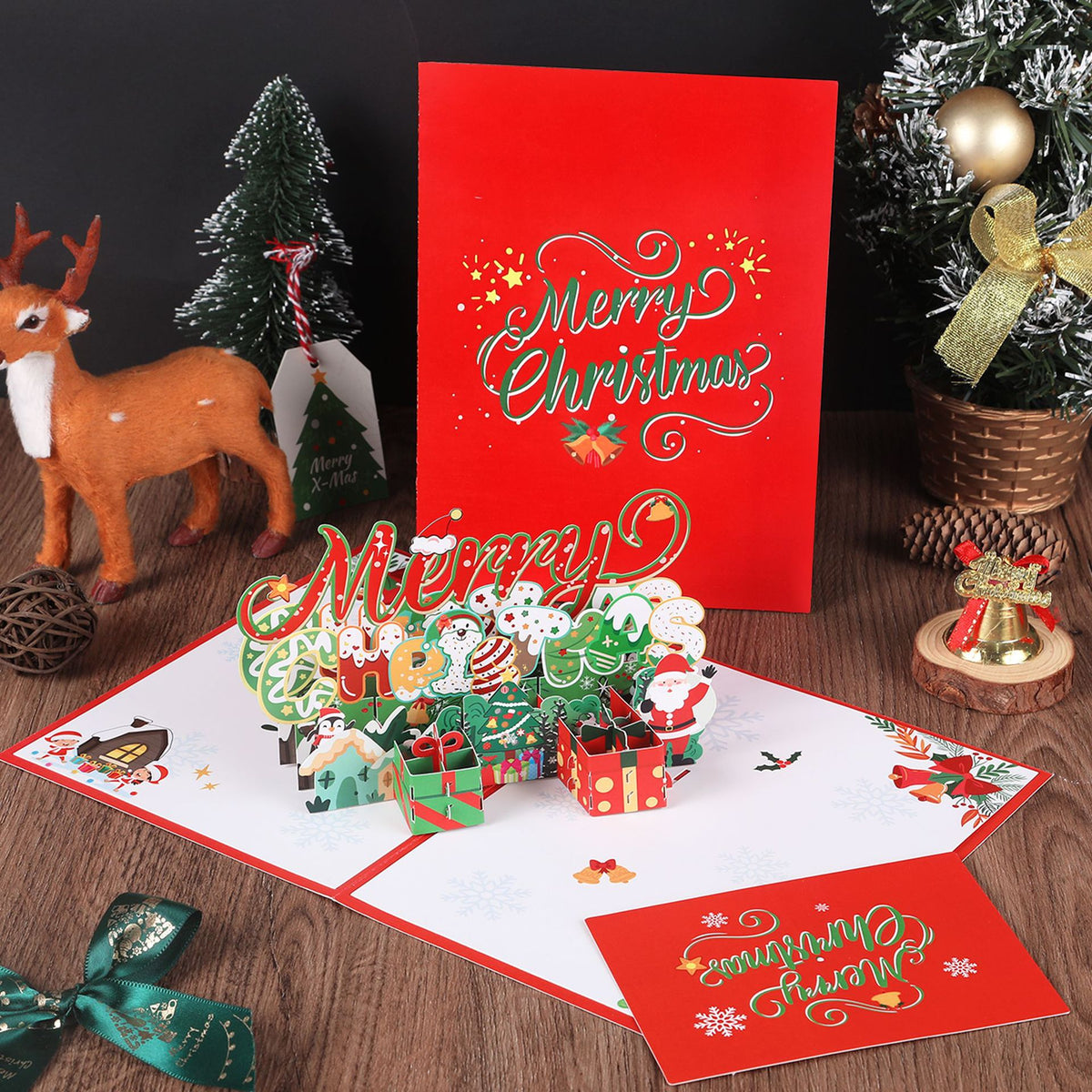 1PC Christmas Tree 3D Pop-Up Card Christmas Sparkling Fantasy Greeting Card Christmas Tree Blessing Gift Message Card
