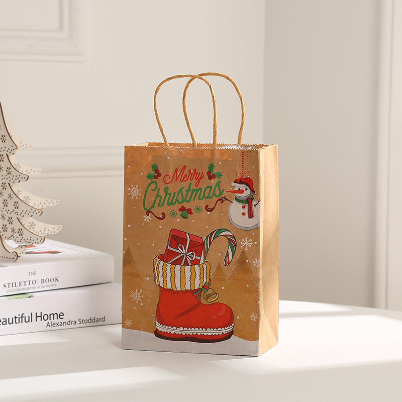 Christmas Party Gift Bags Santa Claus Themed Goodie Bags with Handles for Holiday Candy Packaging Christmas Eve Pouch Supplies