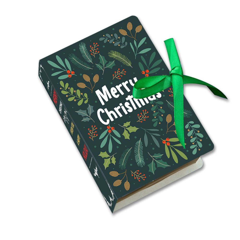 12Pcs Book Shaped Christmas Merry Christmas Winter Paper Decor Funny Candy Treat Boxs For Xmas Decoration Gift Wrapping Boxes