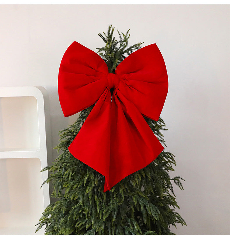 1PC Christmas Bow Red Velvet Christmas Tree Toppers Ornament Large Wreath Bows Door Wall Decor New Year Xmas Party Decoration