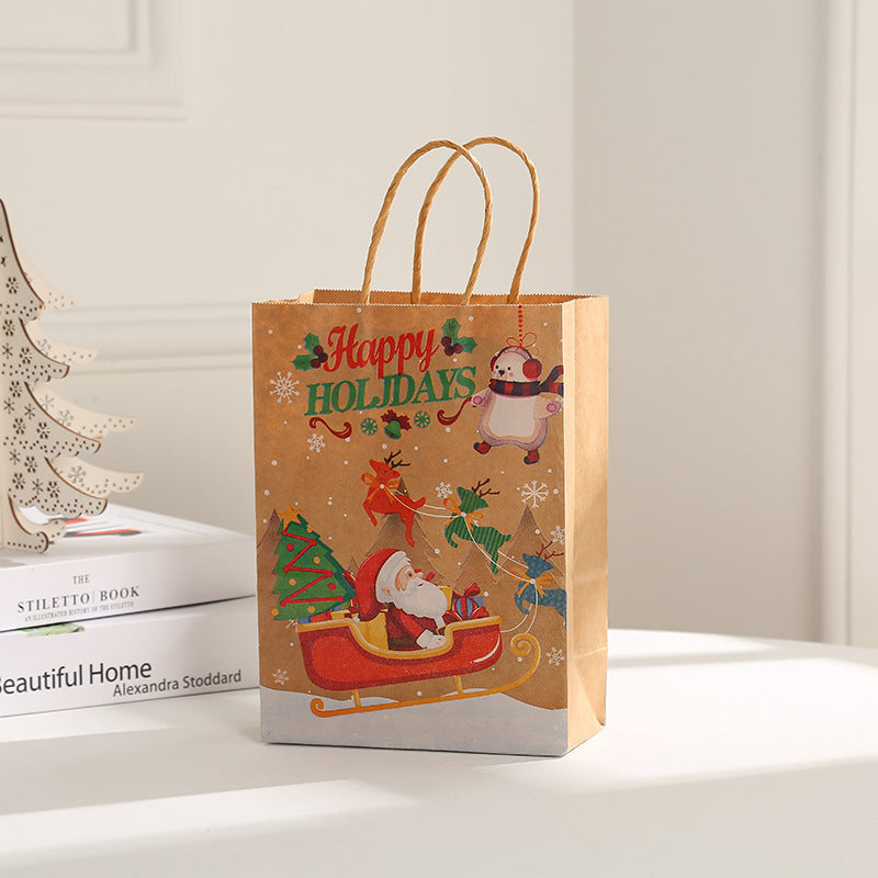 Christmas Party Gift Bags Santa Claus Themed Goodie Bags with Handles for Holiday Candy Packaging Christmas Eve Pouch Supplies