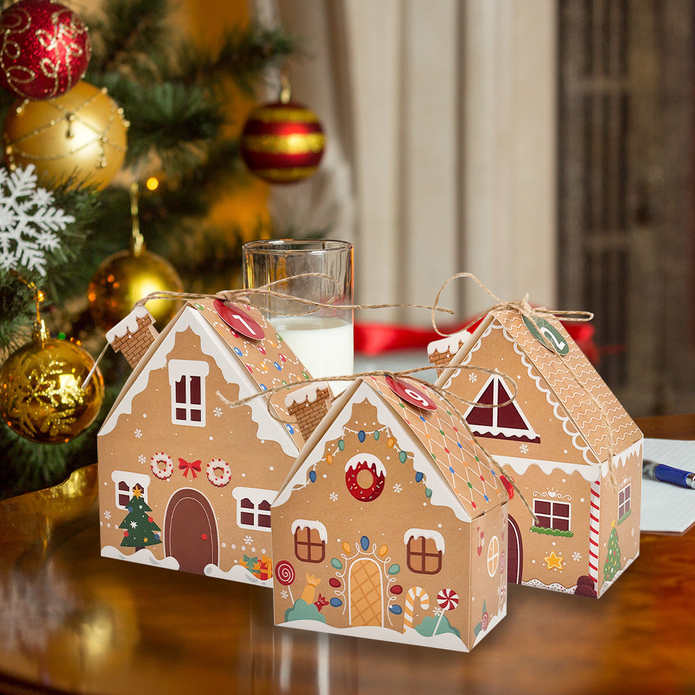24Pcs Christmas Gingerbread Treat Boxes Mini Kraft Paper Christmas Candy Box Cute Gift Bag Party Gift Christmas Tree Decoration