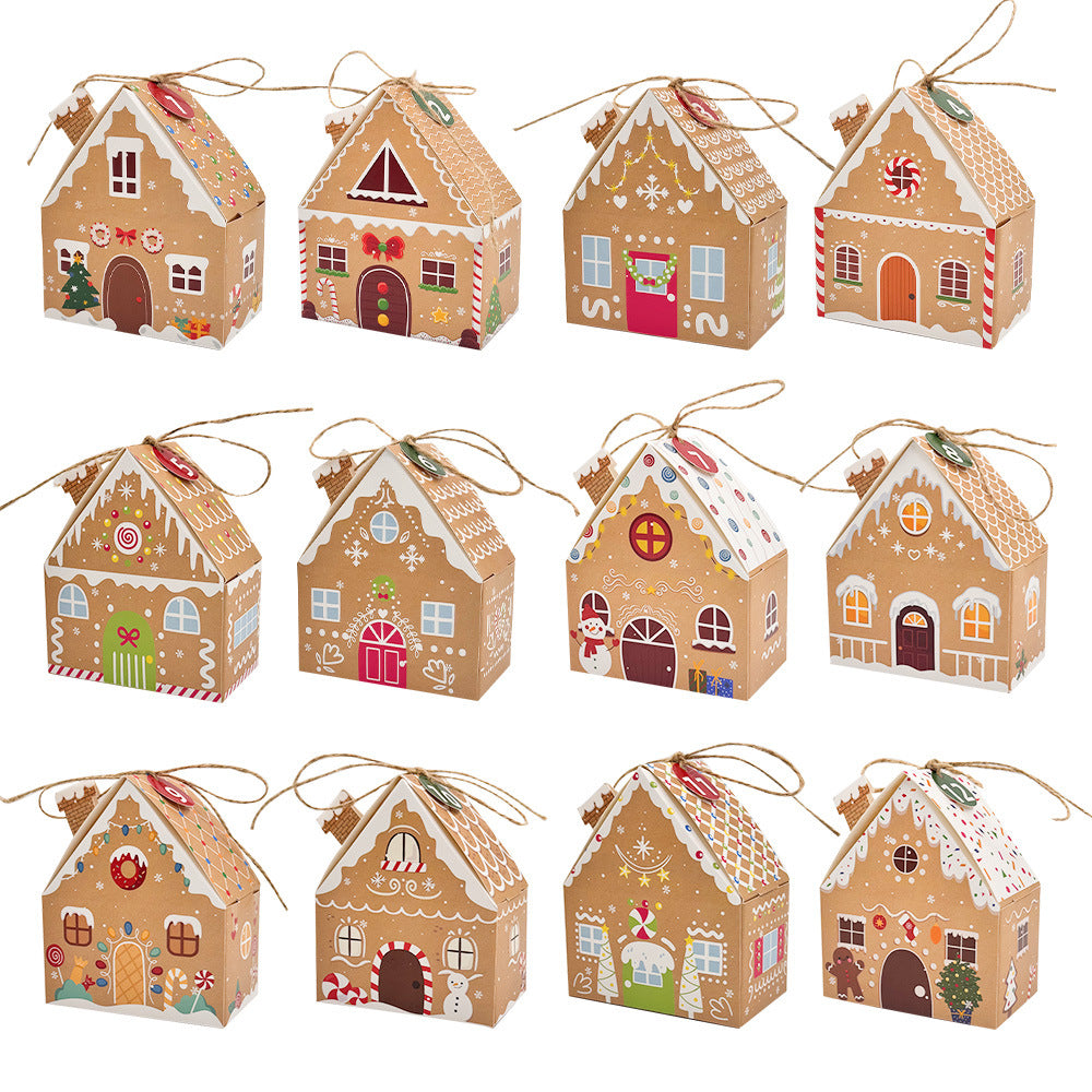 24Pcs Christmas Gingerbread Treat Boxes Mini Kraft Paper Christmas Candy Box Cute Gift Bag Party Gift Christmas Tree Decoration