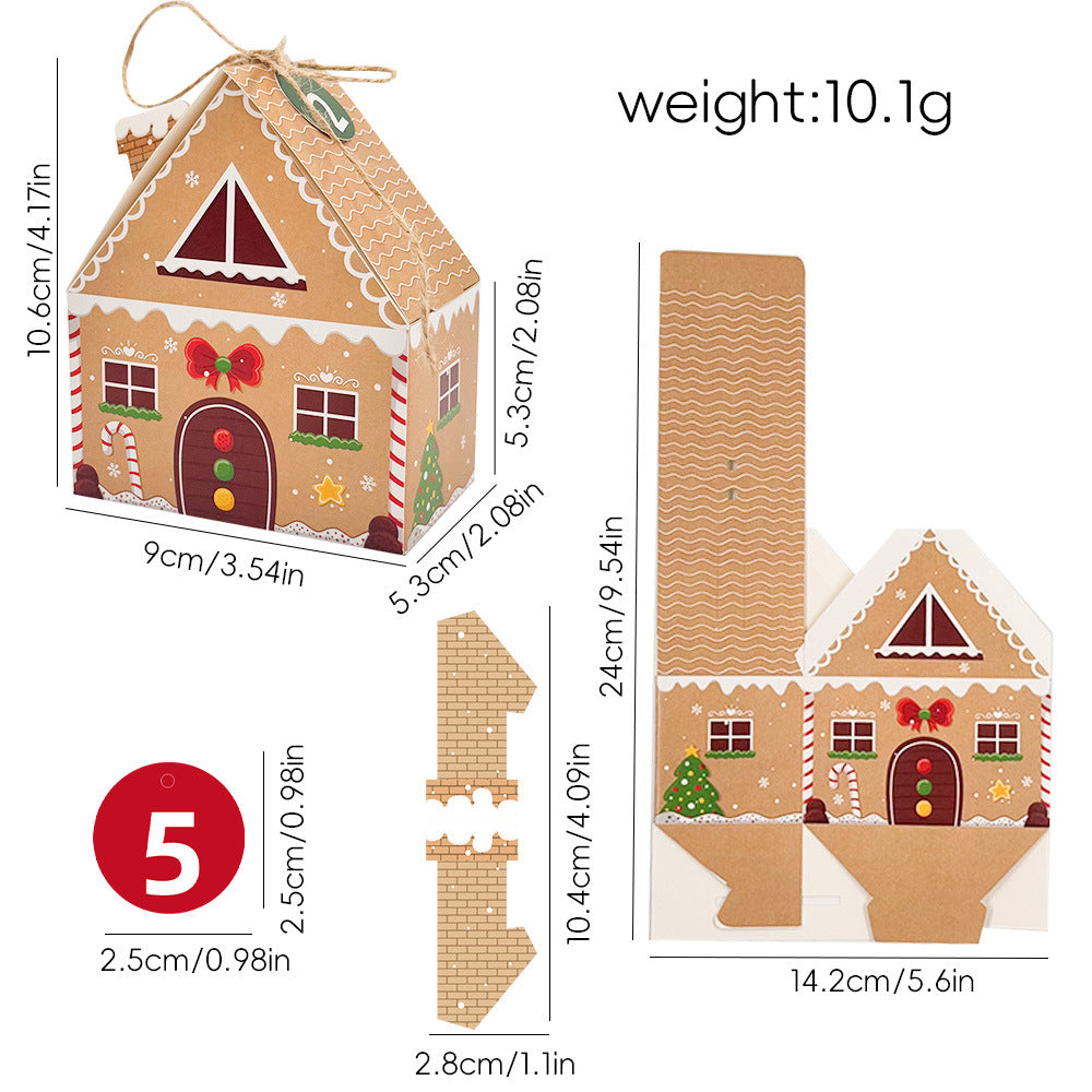 24Pcs Christmas Gingerbread Treat Boxes Mini Kraft Paper Christmas Candy Box Cute Gift Bag Party Gift Christmas Tree Decoration