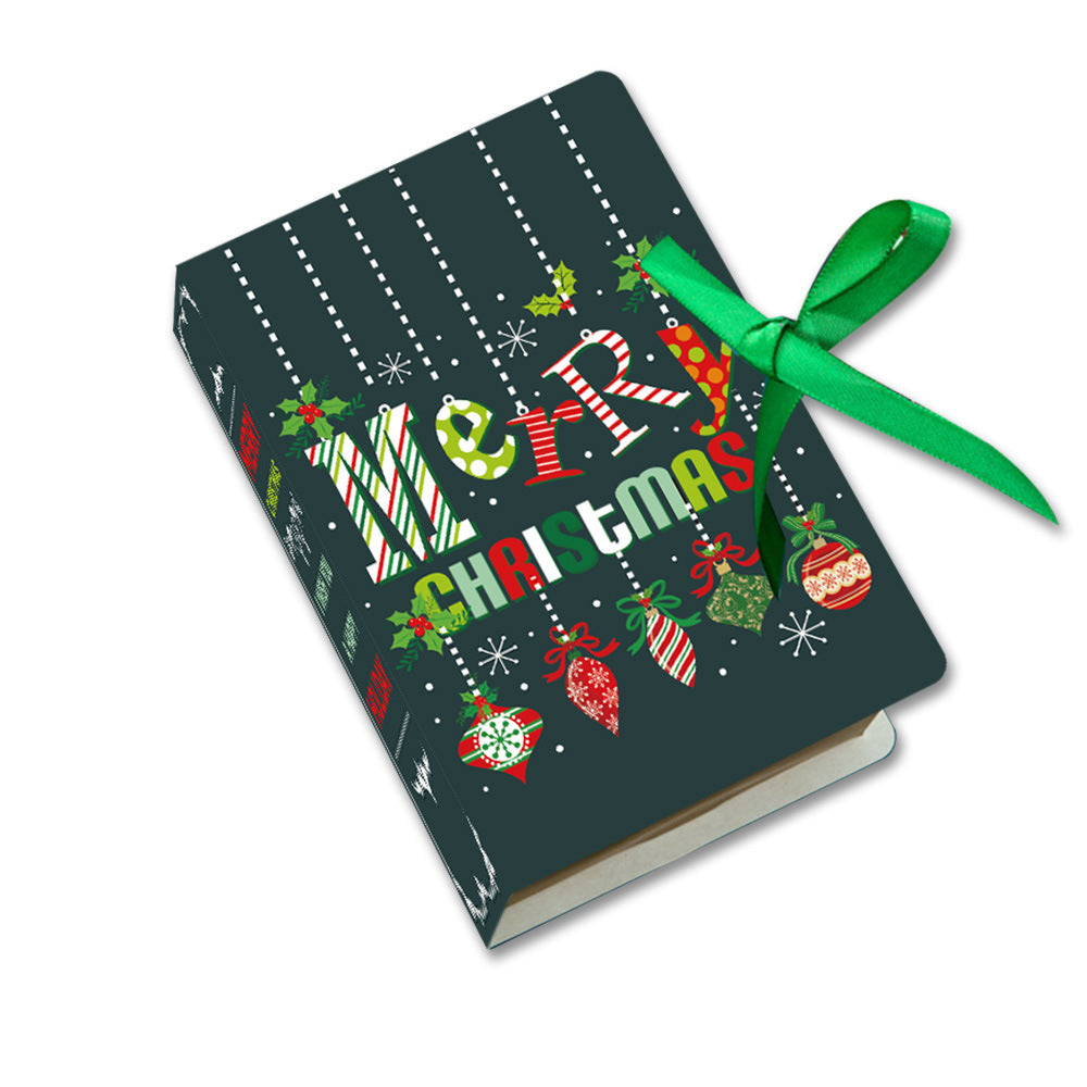 12Pcs Book Shaped Christmas Merry Christmas Winter Paper Decor Funny Candy Treat Boxs For Xmas Decoration Gift Wrapping Boxes