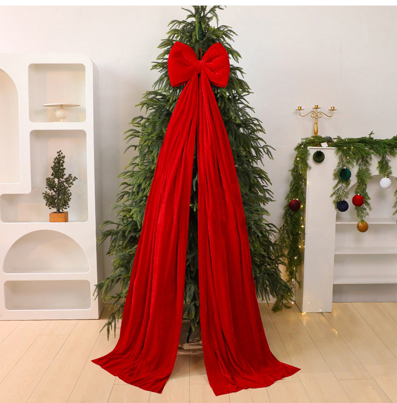 1PC Christmas Bow Red Velvet Christmas Tree Toppers Ornament Large Wreath Bows Door Wall Decor New Year Xmas Party Decoration