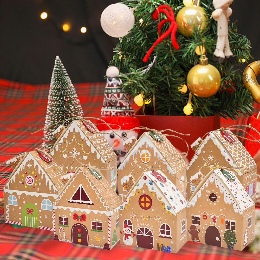 24Pcs Christmas Gingerbread Treat Boxes Mini Kraft Paper Christmas Candy Box Cute Gift Bag Party Gift Christmas Tree Decoration