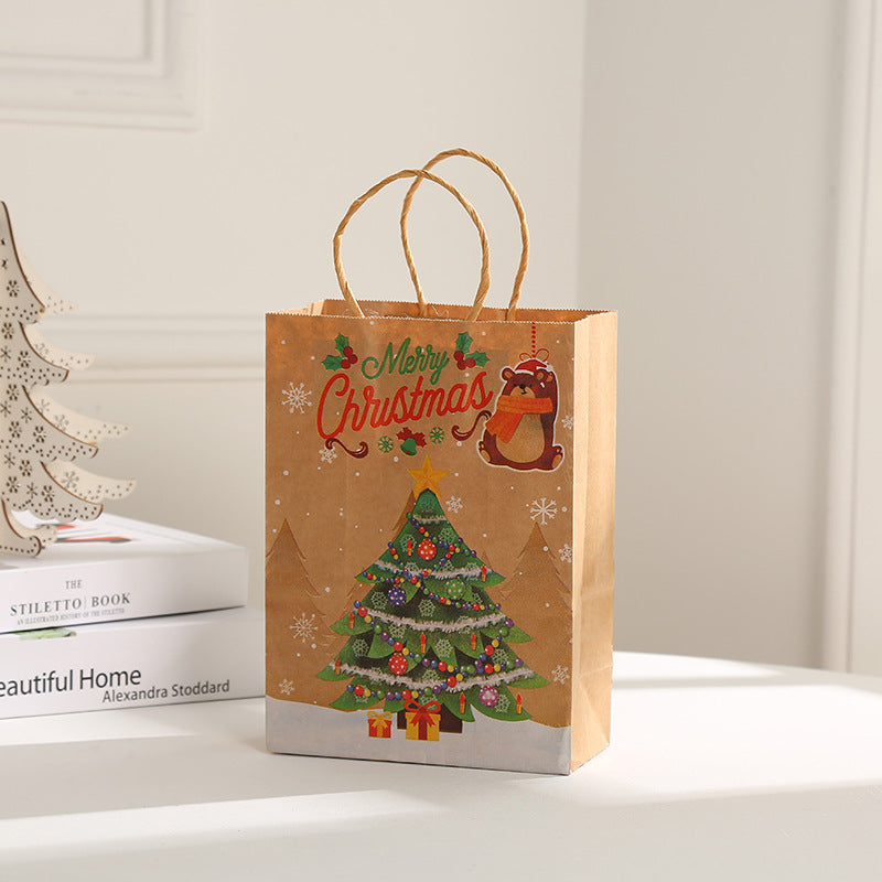 Christmas Party Gift Bags Santa Claus Themed Goodie Bags with Handles for Holiday Candy Packaging Christmas Eve Pouch Supplies