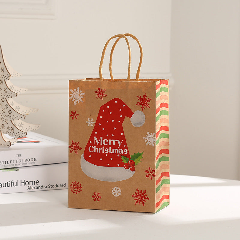 Christmas Party Gift Bags Santa Claus Themed Goodie Bags with Handles for Holiday Candy Packaging Christmas Eve Pouch Supplies