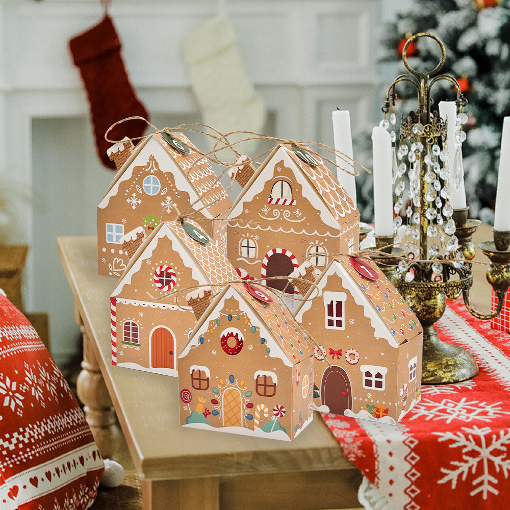 24Pcs Christmas Gingerbread Treat Boxes Mini Kraft Paper Christmas Candy Box Cute Gift Bag Party Gift Christmas Tree Decoration