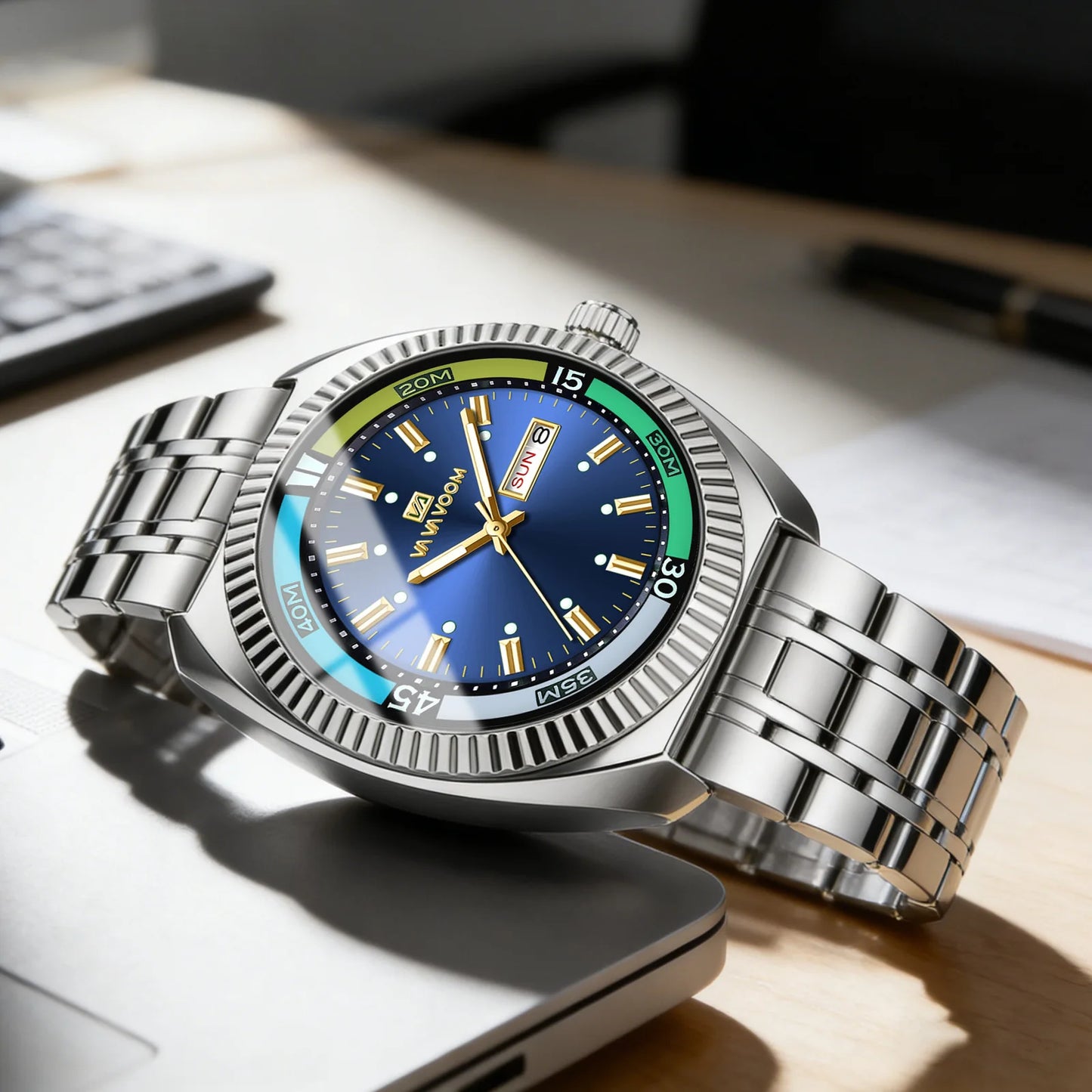 New Gear Men’s Gear Ring Stainless Steel Watch – Large Dial