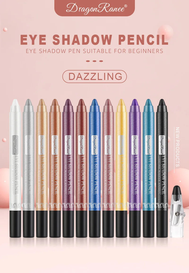 12 Color Highlighter Eyeshadow Pencil Waterproof Glitter Matte Nude Eye Shadow Makeup Pigment Cosmetics Blue White Eyeliner Pen
