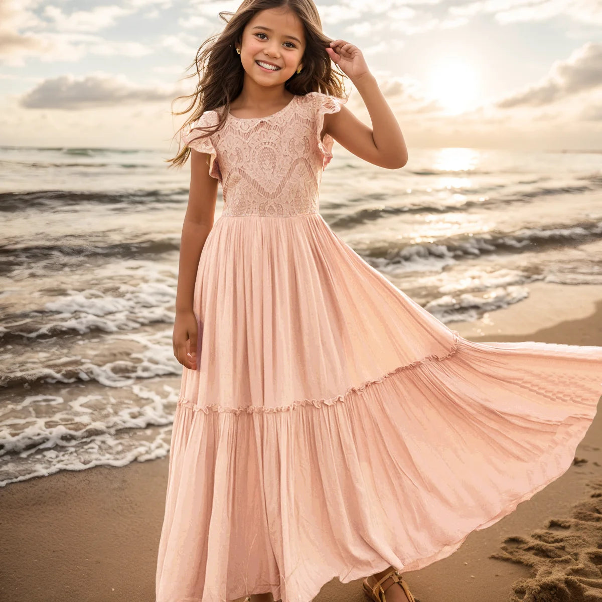 3-14 years Girls Lace Bohemia Long Dresses