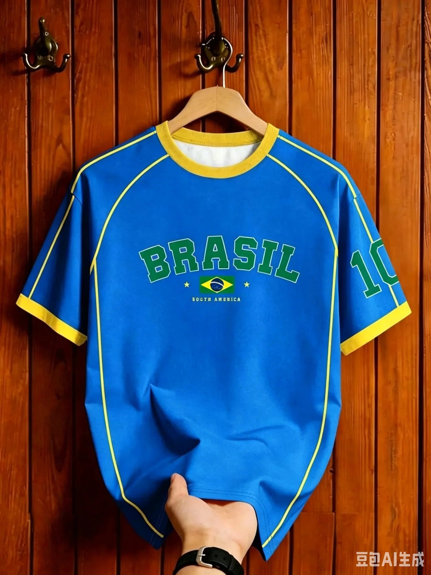 Brazil Soccer Jersey T Shirt Retro Stripe Print Family Style for Kids Adults Breathable Quick Dry Tee for Training Fitness