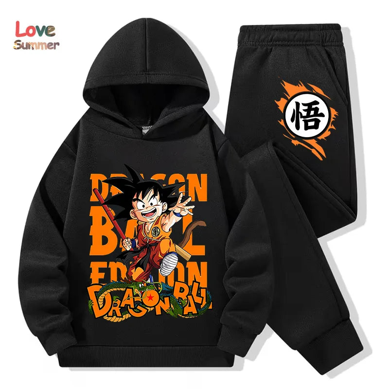Anime hoodie pant 2pcs3-14 Years Kids Tracksuit DragonBall Clothes Goku Hoodie Boys Girls Sporty suit Ideal Daily Outdoor Wear