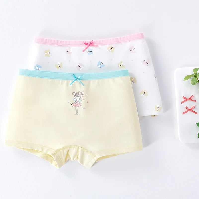 Girls Cotton Underwear Children Flat Corner Pants Antibacterial Children Clothing Four Corner Pants Small Medium Girls Baby