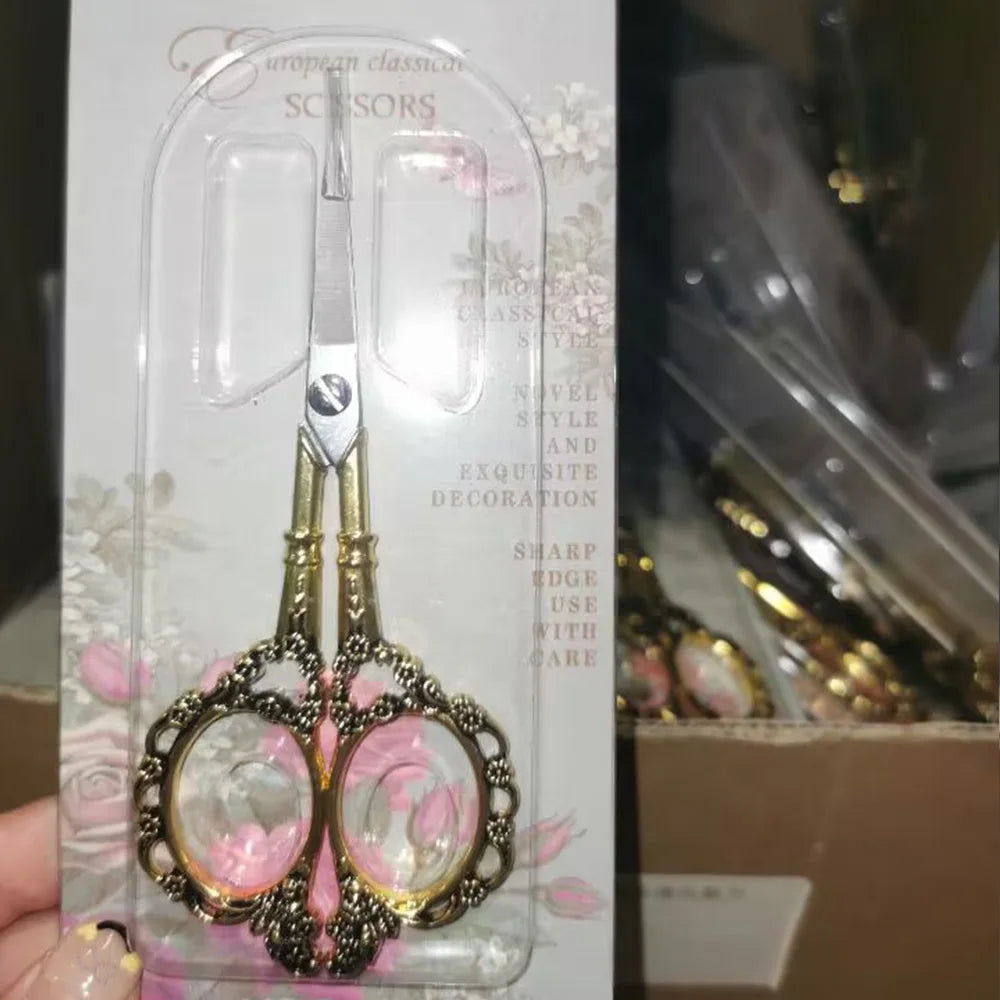 1Pcs Stainless Steel Nail Art Vintage Scissors Retro Nail Art Foil Cutter Blossom Scissor Sewing Fabric Manicure Tool
