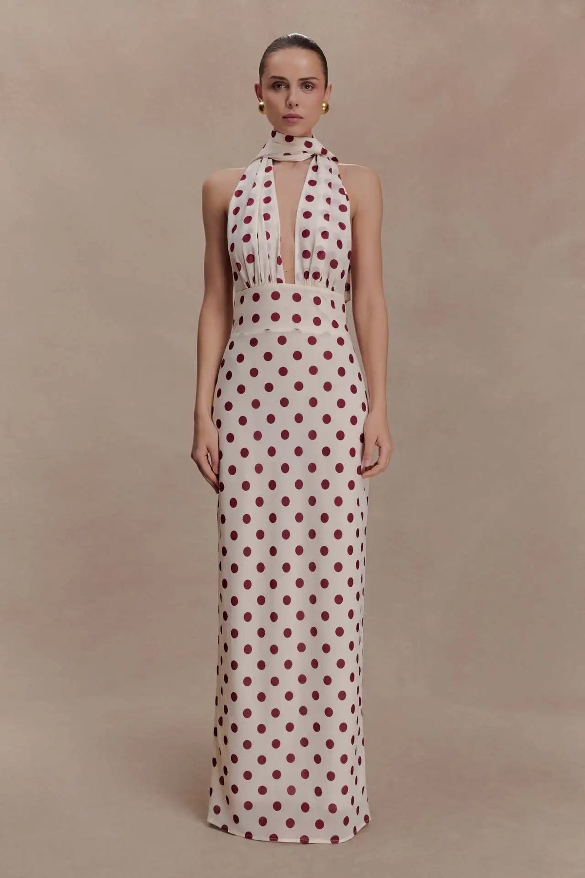 Women Sexy Polka Dot Halter Maxi Dress Elegant V Neck Backless Sleeveless High Waist Dresses 2026 Female Summer Party Dress