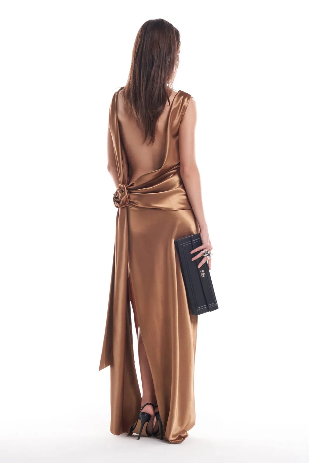 Elegant Satin Backless Spliced Floral Evening Gowns For Women Chic Sleeveless High Slit Slim Dresses Summer Holiday Party Dress