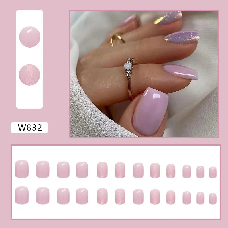 Leopard Print Pink Gradient Press-On Nails – 24PCS
