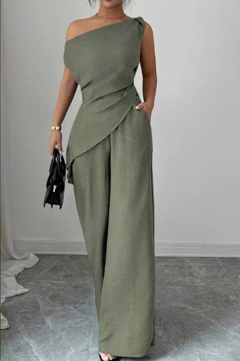 Elegant Wide Leg Pants Two-Piece Set