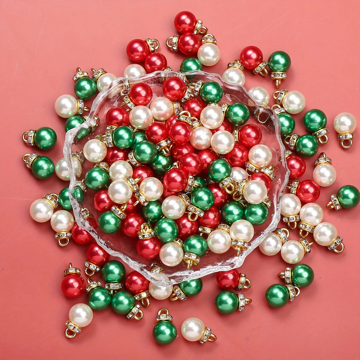 1/100pcs Imitation Pearl Pendants, Xmas Gift Accessotion Loose Beads, Craft Supplies for DIY Jewelry, Charms, and Decorations
