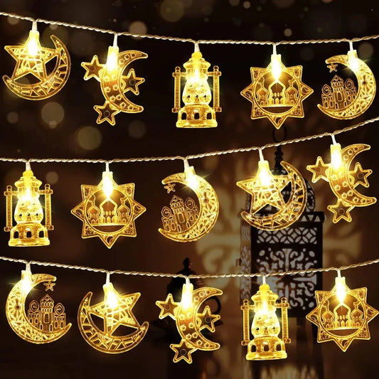 Ramadan Moon, Star & Lantern LED String Lights – 1.5M (10 LEDs)