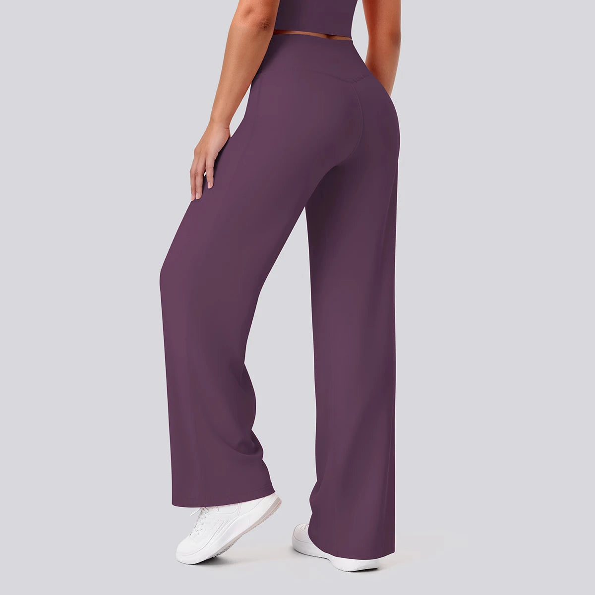 Rooftrellen Women's Sports Pants Bell-bottoms High Waisted Gym Loose Wide Leg Pants Solid Color Thin Fitness Sports Female Pants