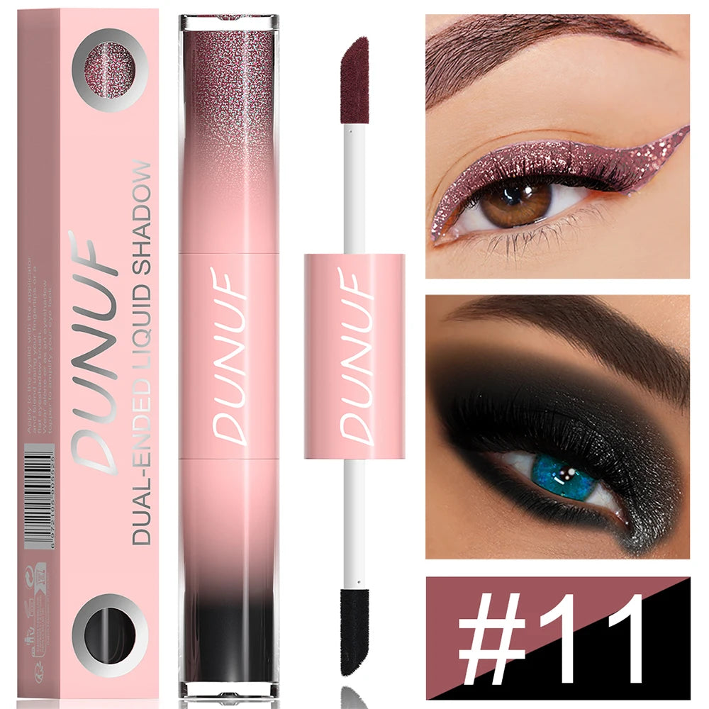 Double-head Punk Metallic Liquid Eyeshadow Stick Dark Glitter Matte Sequins Bicolor Shimmer Eyes Makeup Cream Pencil Waterproof
