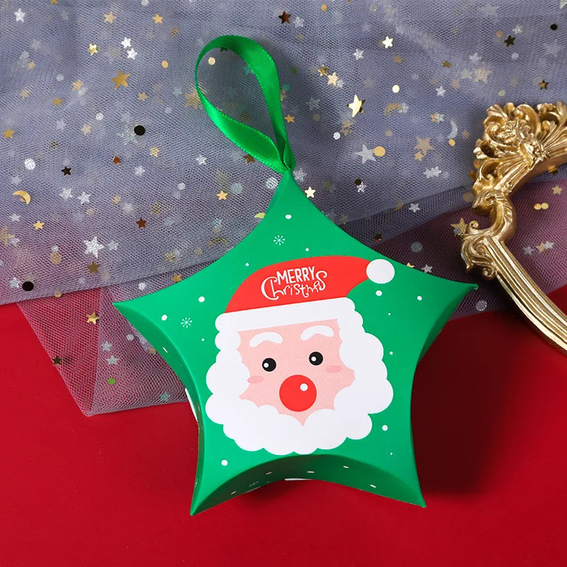 8/16Pcs Christmas Star-Shaped Candy Gift Boxes With Festive Holiday Designs - Paper Treat Containers For Gifts And Decorations