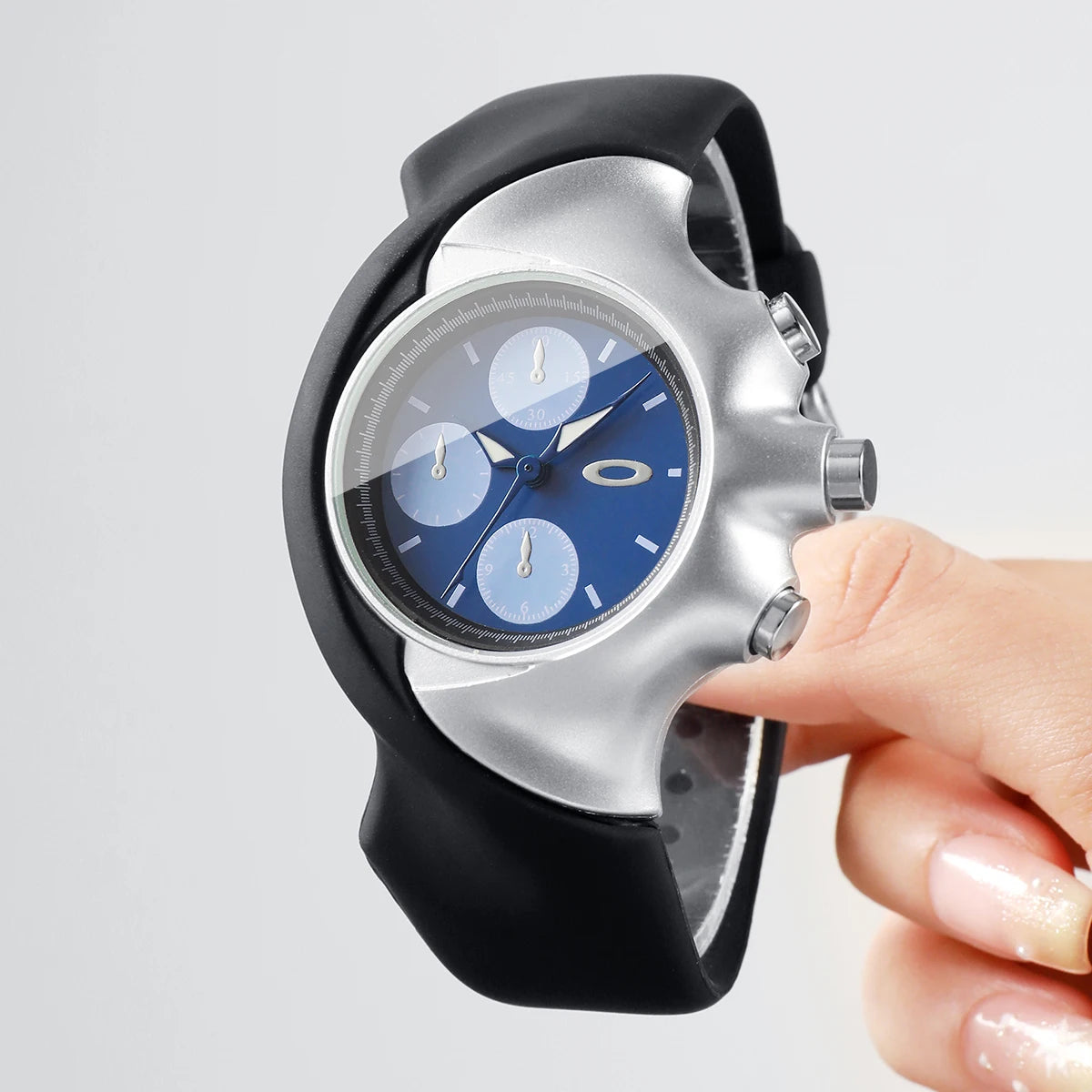 Fashion Sport Men Watch Big Dial Blue Dial Silicone Strap Quartz Wristwatch Casual Male Clock Relogio Masculino（Without Box）