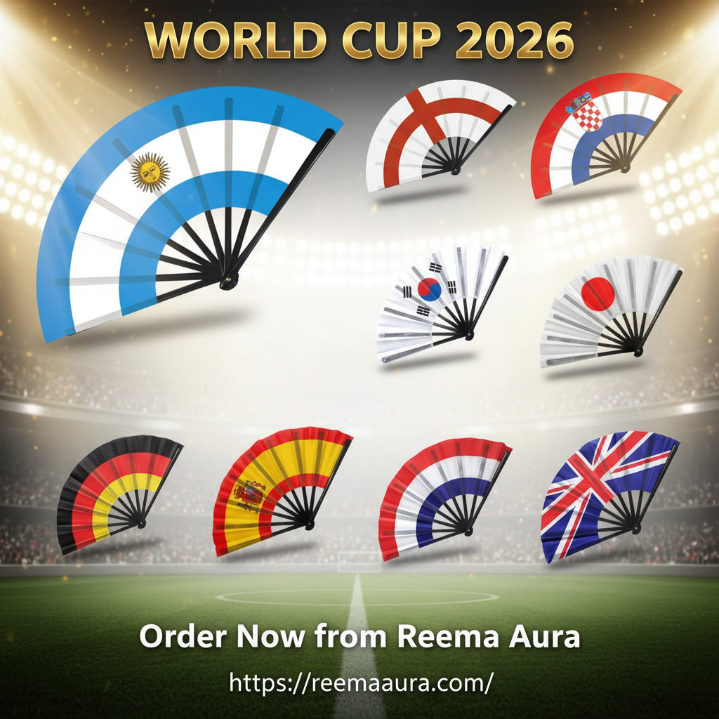 32 Country Flag Folding Hand Fan - مروحة يدوية قابلة للطي بأعلام 32 دولة
