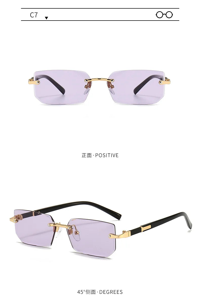 Rimless Rectangle Fashion Sunglasses نظارات شمسية مستطيلة بدون إطار