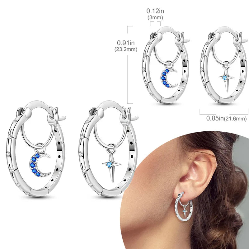 925 Sterling Silver Hoop Earrings with Zircon