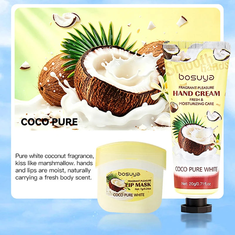 Hand Cream Lipstick Gift Box Coconut Candy Ice Cream Lasting Flavored Hand Cream Moisturizing And Hydrating Hand And Lip Care
