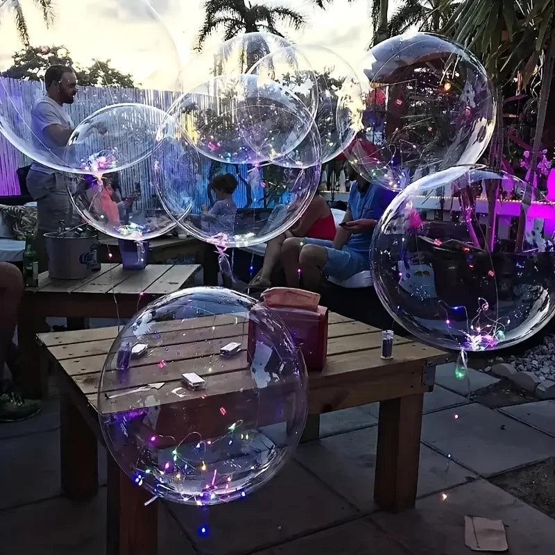 20pcs Set Bobo Balloons with LED Lights,20-Inch Transparent Bobo Balloons,for Parties,Weddings,Christmas,and Outdoor Decorations