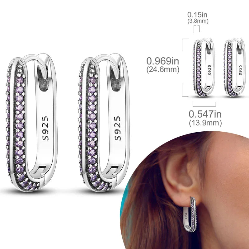 925 Sterling Silver Hoop Earrings with Zircon