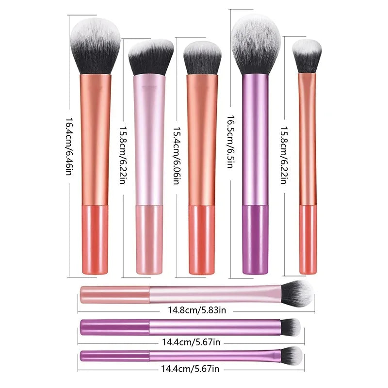 8Pcs Travel Makeup Brush Set - Portable Soft Synthetic Eyeshadow, Blush & Powder Brushes, Essential On-the-Go Beauty Kit
