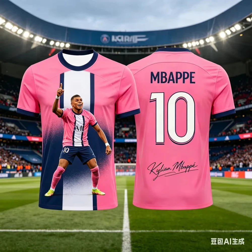 Mbapp Summer 3D Printed Soccer T Shirt Family Set for Adults Kids Quick Dry for Outdoor Sports Fitness Training Daily Casual