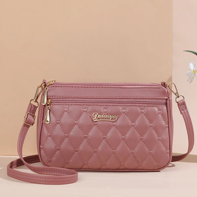 👜 Embroidery Messenger Bags Women Leather Handbags - حقيبة كتف نسائية مطرزة جلدية مع كُرة زينة أنيقة