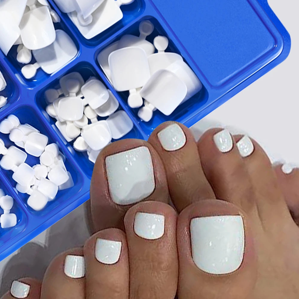 100Pcs White Clear Short Square Fake Toenail Tips Pink Red False Toe Nails Acrylic Full Cover Artificial Press on Toenails