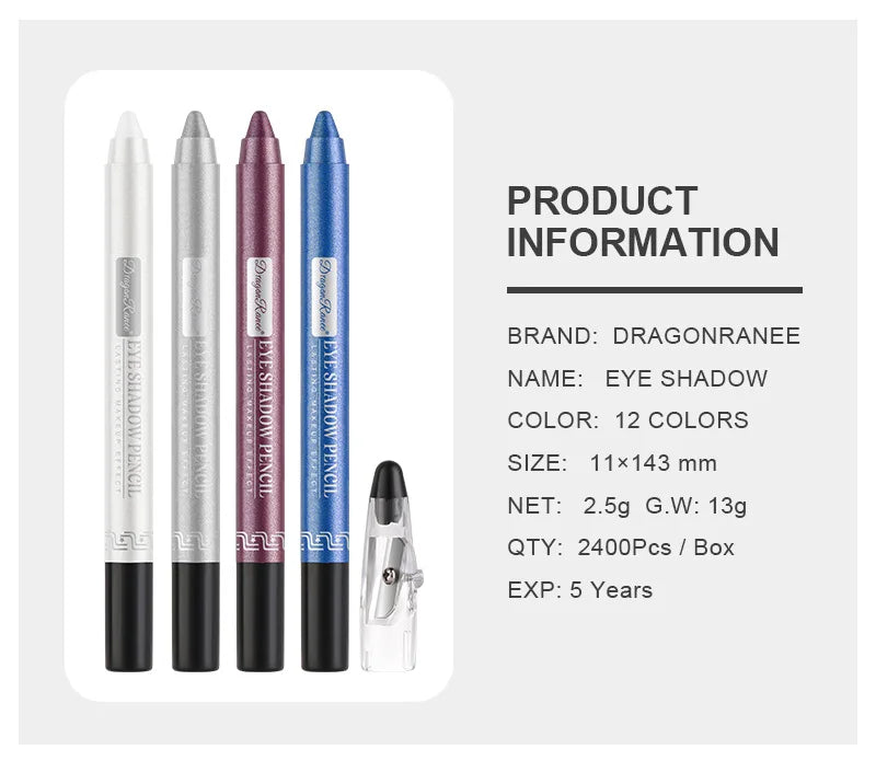 12 Color Highlighter Eyeshadow Pencil Waterproof Glitter Matte Nude Eye Shadow Makeup Pigment Cosmetics Blue White Eyeliner Pen