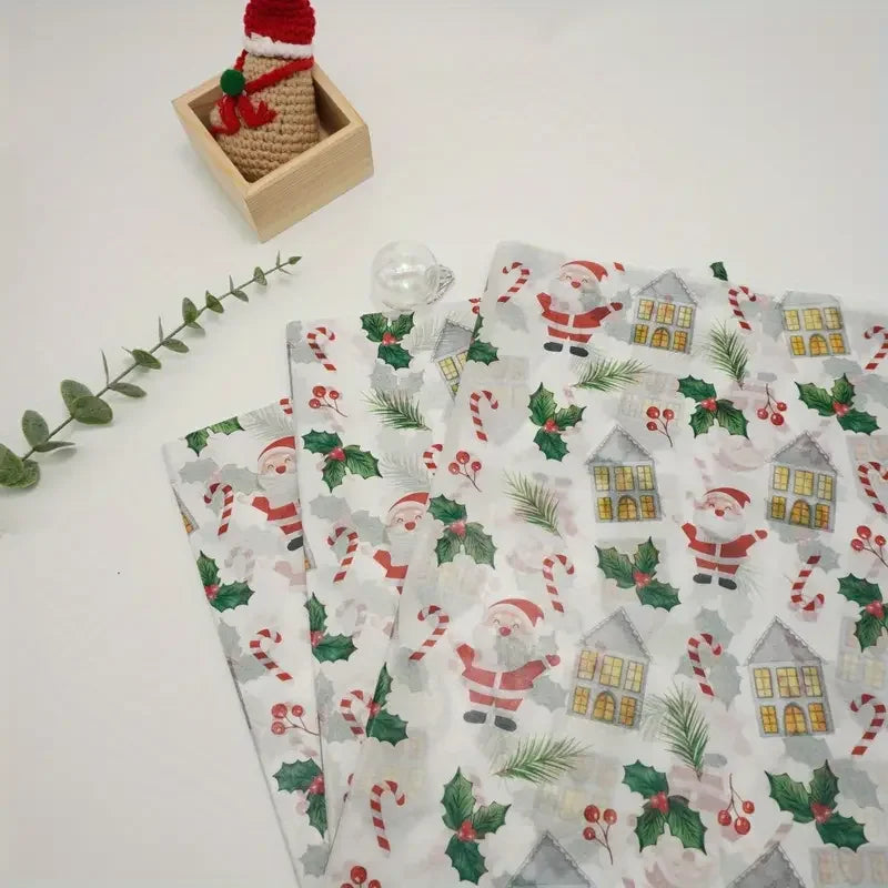 10/50Pcs Santa Claus And Christmas Gift Patterns, Santa Claus, Christmas Gifts,  Handmade Packaging Paper, Holiday Decoration
