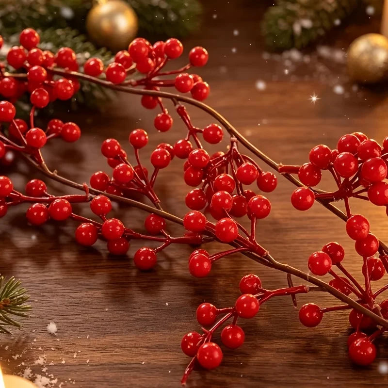 1PC Christmas Red Berry Vine Garland, Bendable Artificial Fruit Rattan,Winter Holiday Fireplace Staircase Hanging Decor for Home