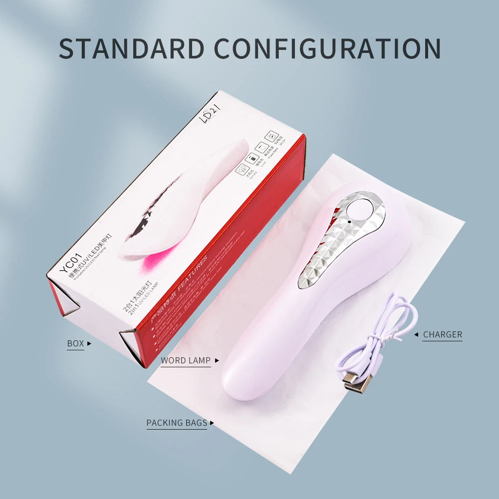 White UV LED Nail Lamp Machine Handheld Quick Drying Varnish Gel Polish Curing Nails Dryer USB Cable Nail Art Flashlight Pen